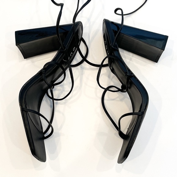 AQUA Women's Leah Ankle Tie High Heel Sandals in Black - Size 8 - Picture 3 of 7